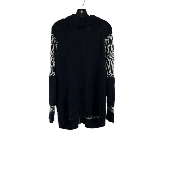 Fashion Bug Women's Black White Full Zip Collared Cardigan Sweater Size XL - Picture 4 of 11